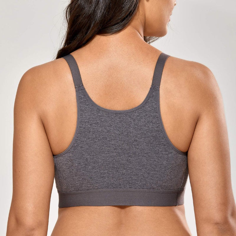Gratlin Women's Plus Size Nursing Bra Sports Maternity Support Cotton Breastfeeding Bras Charcoal Heather XX-Large - Image 2